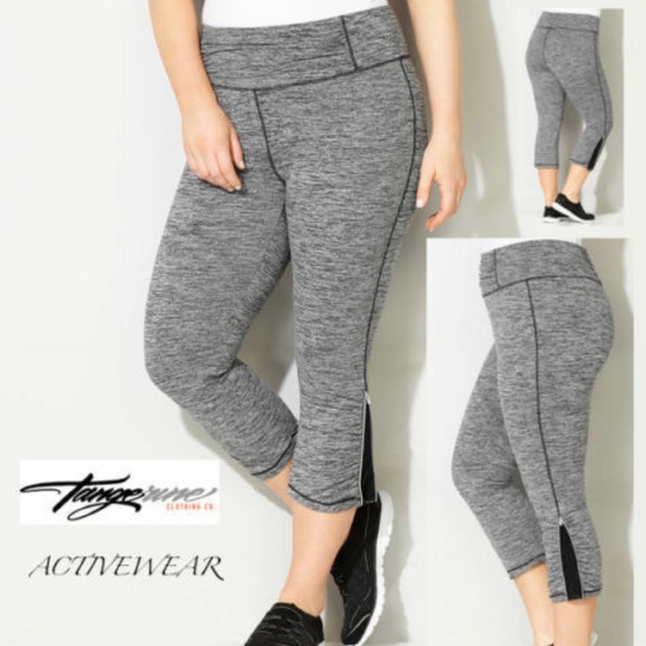 NWT $58 TANGARINE Women S Zipper CAPRI ACTIVEWEAR Cropped Tights Legging in Grey - Picture 1 of 7